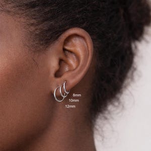 High polished hypoallergenic surgical steel small hoop hinged earrings Black, Silver, Gold, Gift