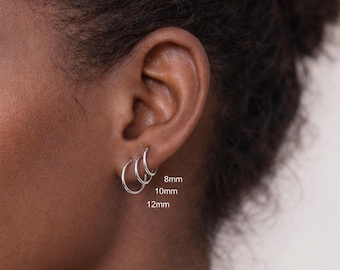 High polished hypoallergenic surgical steel small hoop hinged earrings Black, Silver, Gold, Gift