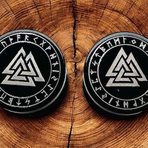 Viking Valknut Symbol Black Stud Earrings Surgical Stainless Steel
