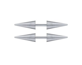 Double spike barbell stud earrings in stainless steel 16g