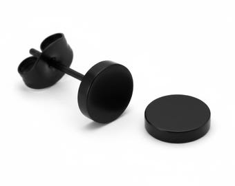 Black Stud Stainless Steel Button Stud Earring Men/ Women