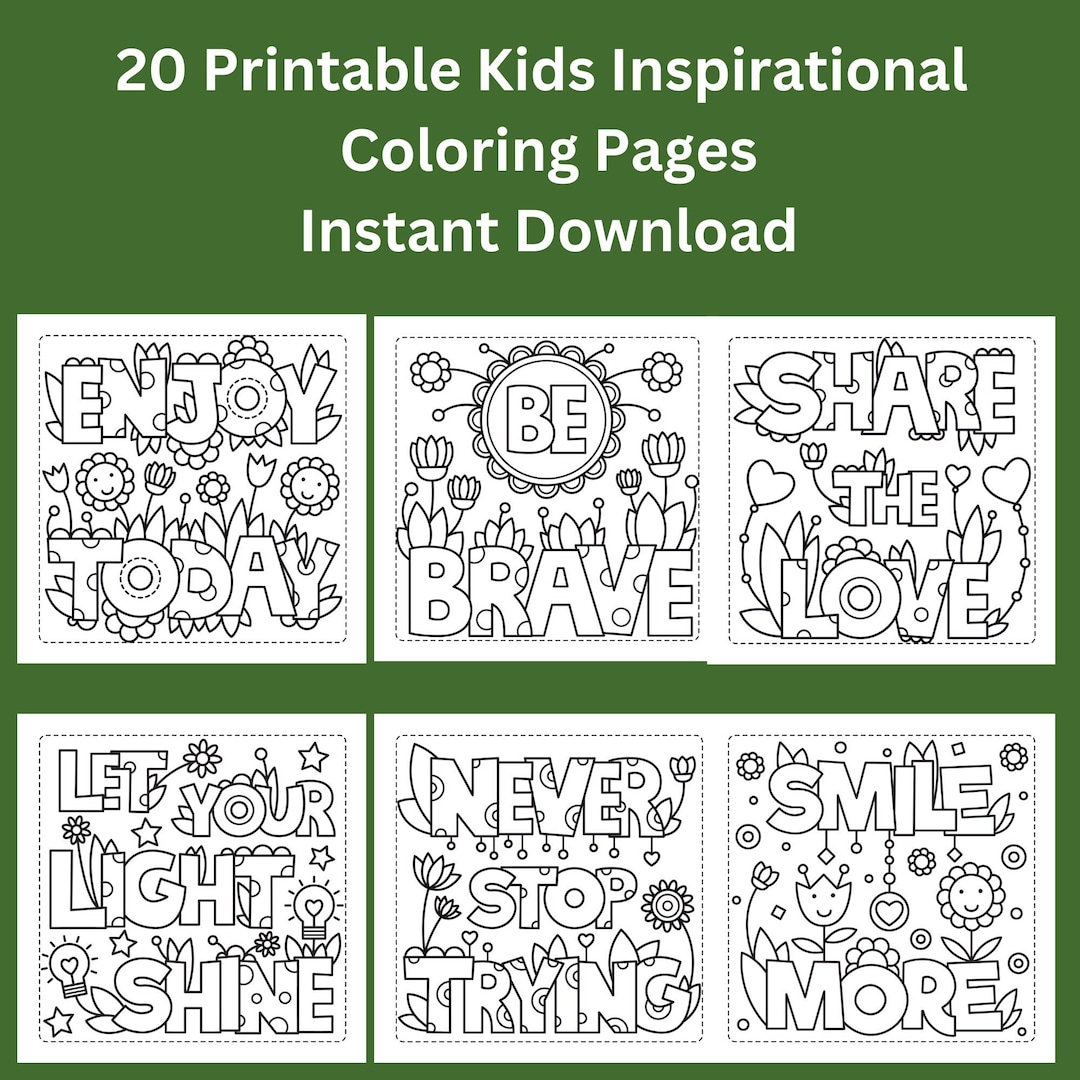 20 Printable Kids Inspiration Coloring Pages Kids Motivational Coloring ...