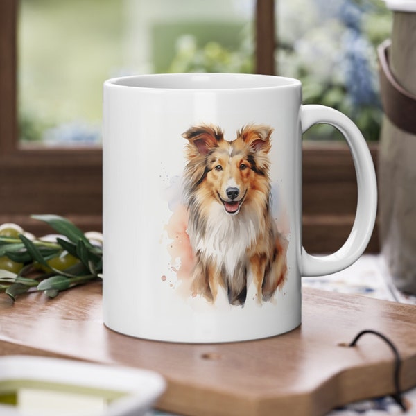 Tasse Hund Langhaarcollie Becher Welpe Geschenk Kaffeebecher Hundeliebhaber Kaffeetasse Geschenk Geburtstag Hundewelpe Tassenliebhaber