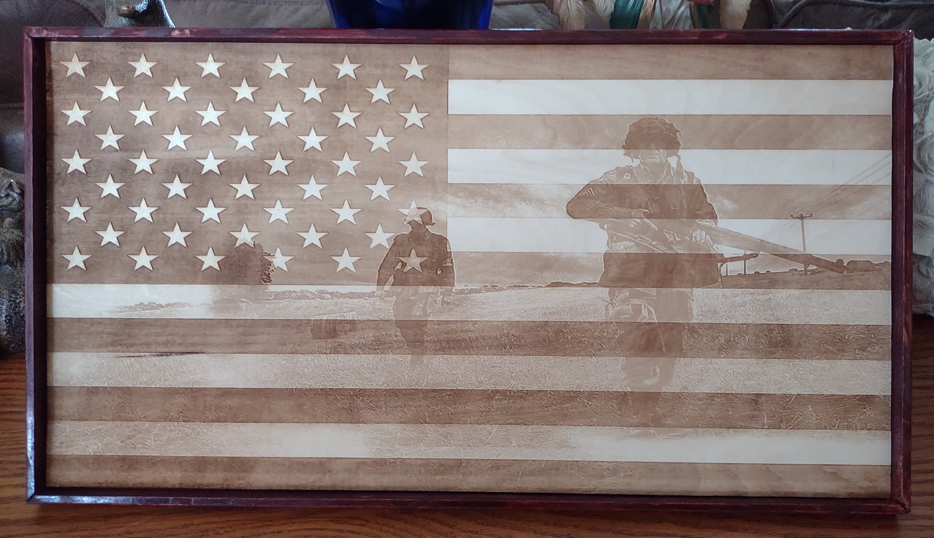 Laser Engraved American Flag Etsy