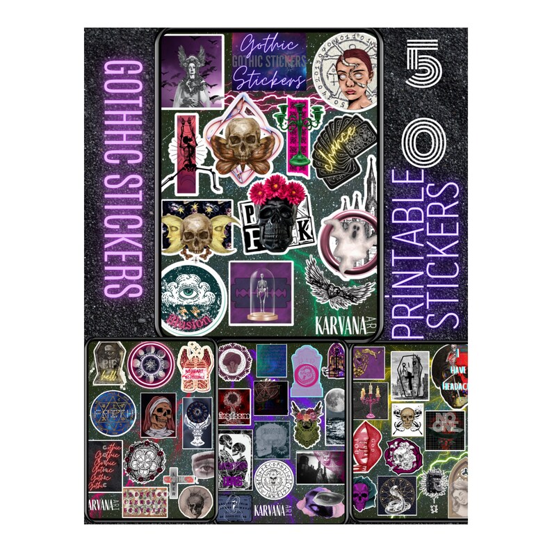 Gothic Printable Sticker Pack - Etsy