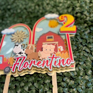 Adorno para tarta de granja, adorno para tarta de granja 3D con agitador, adorno para tarta de granero, adorno para tarta de granero, decoración para fiesta de cumpleaños de granero.