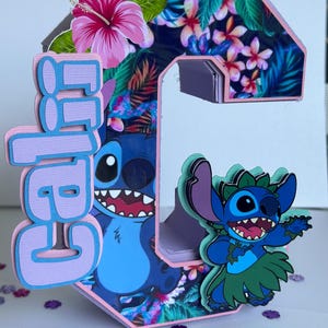 Letras/números 3D de Stitch, decoración de cumpleaños de Stitch, fiesta de cumpleaños de Stitch, letras 3D personalizadas, decoración de fiesta de Stitch, decoración de cumpleaños.