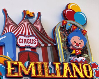 Cake Topper personalizado, Cake Topper 3D con Shaker, Plim Plim Cake Topper, Fiesta de cumpleaños personalizada, tema Plim plim.
