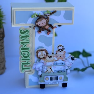 Letras/números 3D de safari personalizados, decoración de fiesta de safari, letras/números 3D con nombre, decoración de fiesta, suministros para fiesta de safari.