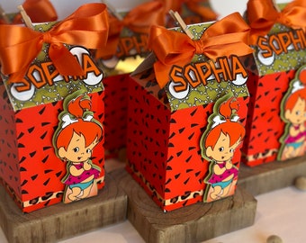 Pebbles Flintstones Favor Box (6), Flintstones Party favor, Pebbles Party Decoration,