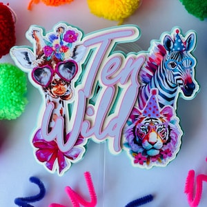 Adorno para tarta de safari, adorno para tarta de jirafa 3D, adorno para tarta de dos animales salvajes, adorno para tarta de jungla, fiesta de safari, adorno para tarta personalizado.