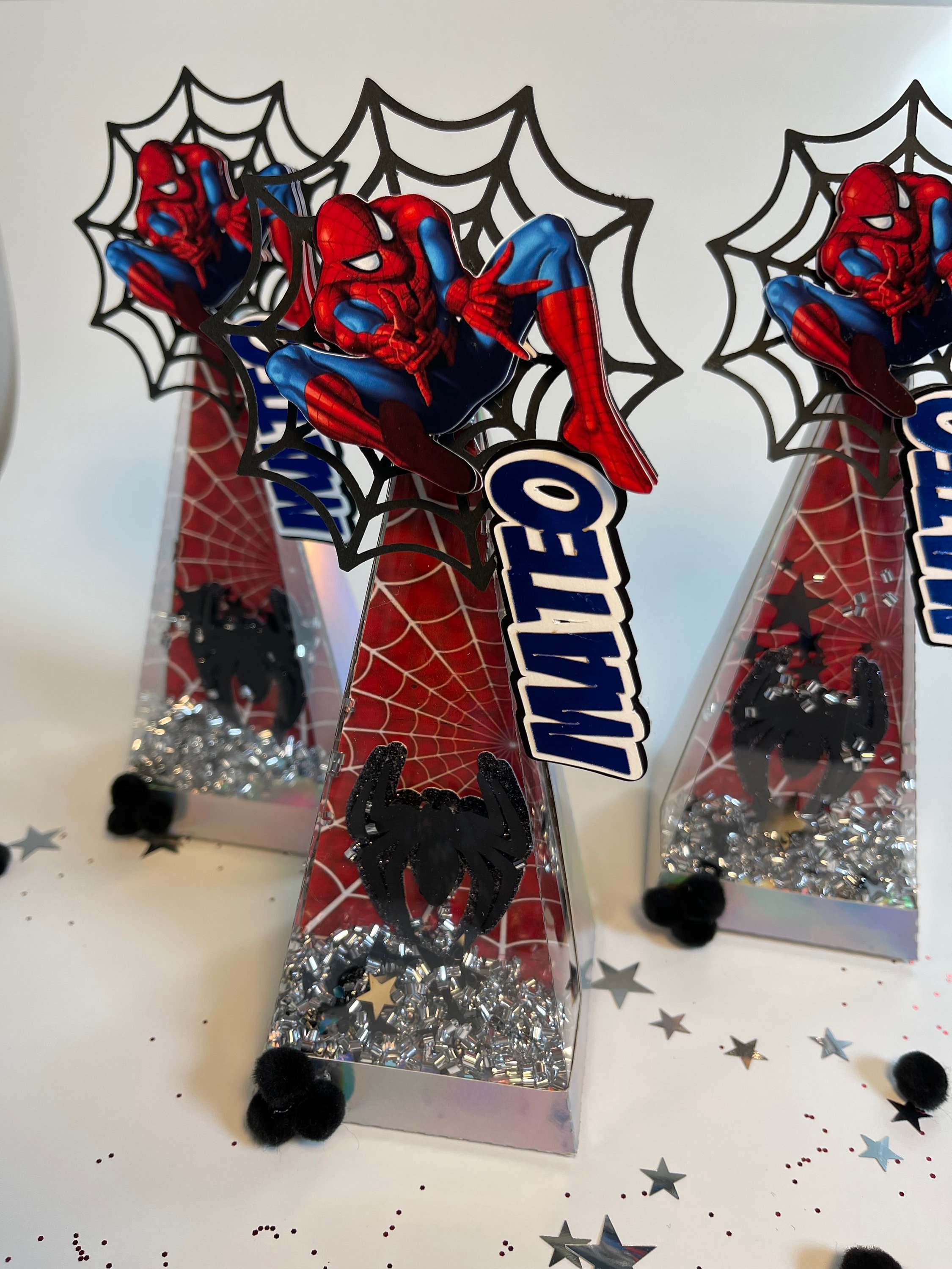 Spider Man Favor Box(4), Treat Box,  Spiderman Theme , Box Baby Shower, Baptism Favor boxes,  Candy Box, Bags.