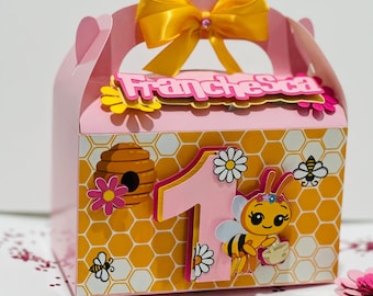 Custom gable boxes, birthday favor box ,gable boxes ,party favors, party decoration, Beeday Party Box, Bumblebee treat Boxes