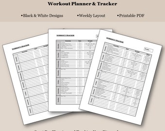 Workout Tracker Printable, Workout Planner Printable, Fitness Log Printable, Exercise Planner, Gym Training Log