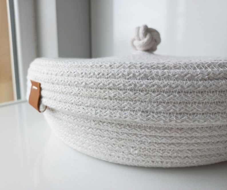 Cotton Rope Storage Basket with Lid, Rope Woven Organizer Basket with Lid, Cotton Rope Organizer Bowl, Cotton Rope Decor, Housewarming Gift image 8