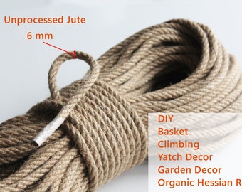 6mm Unprocessed Jute, 100% Natural Jute Hessian Rope, Organic Jute Rope, Jute Cord Yarn, Raw Jute Bondage Rope, Handmade JutRope