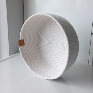 Round Ecru Cotton Rope Basket, Bohemian Housewarming Gift, Handmade Square Storage Basket, Cotton Rope Organizer, Cotton Rope Kitchen Decor