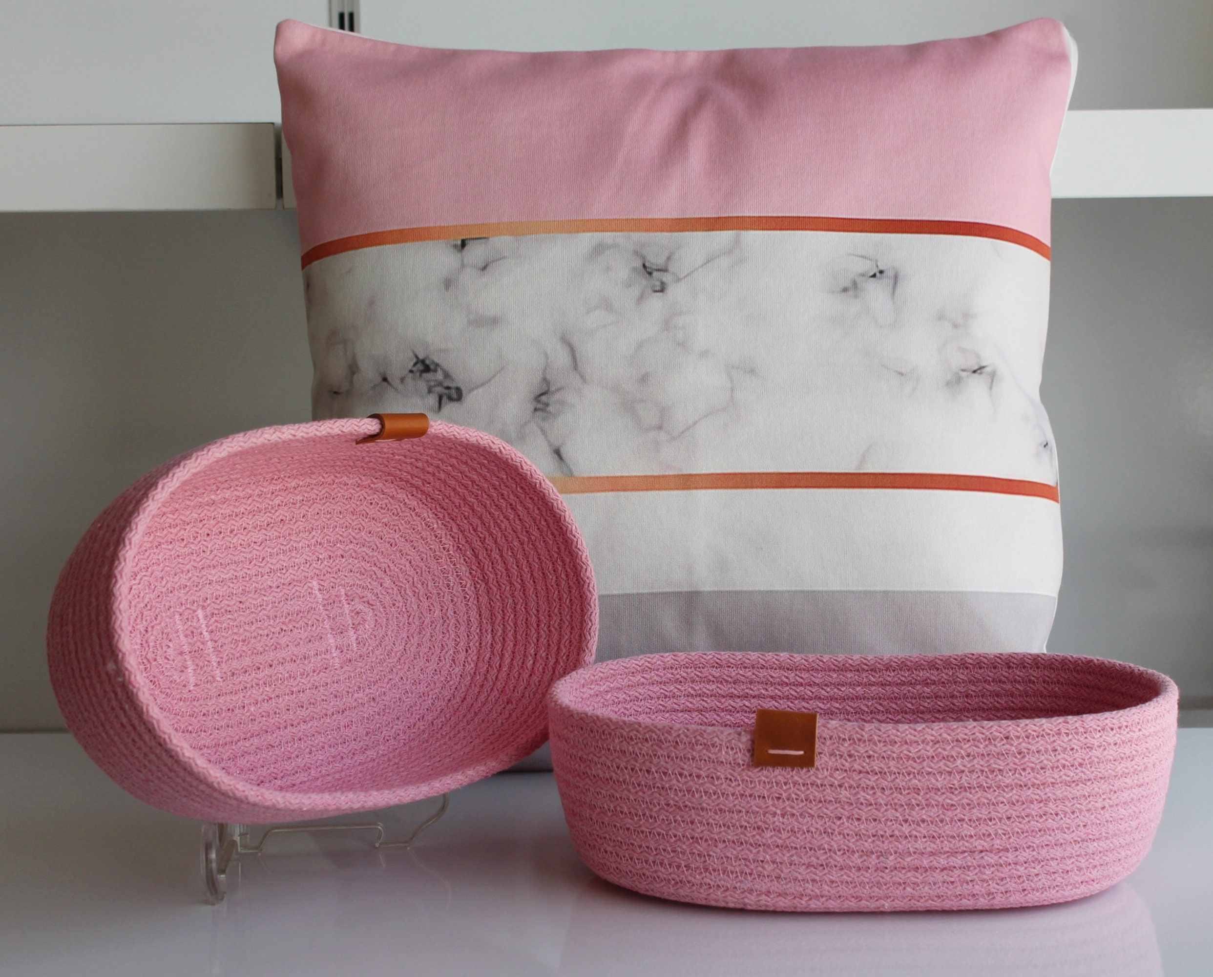 Bellar Korb Aus Baumwollseil – Rosa | 24,6x24,6x18 Cm | Regalkorb & Aufbewahrung