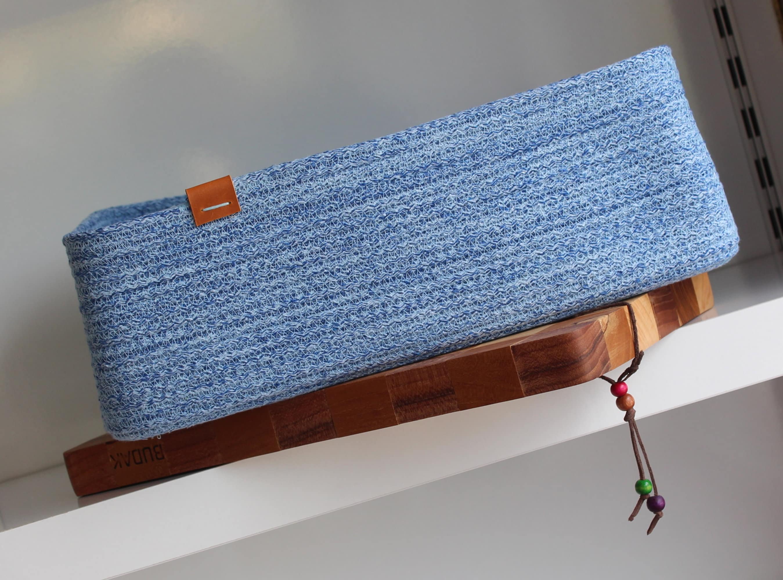 Blue Melange Cotton Rope Basket Light Blue Cotton Cord Etsy