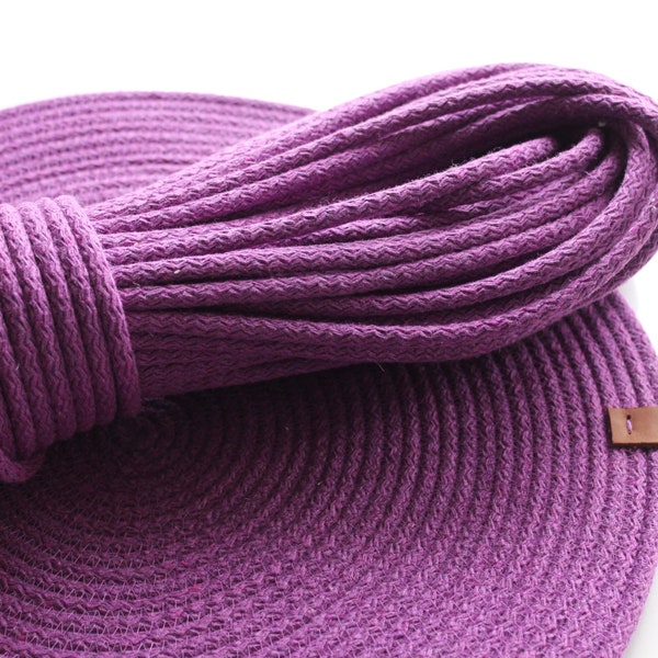 Braided Cotton Rope for Sewing, Cotton Yarn for Basket, Tress Rope, Cotton Cord, Boho Basket Yarn, 6mm Organic Tress DIY Yarn, Sewing Thread