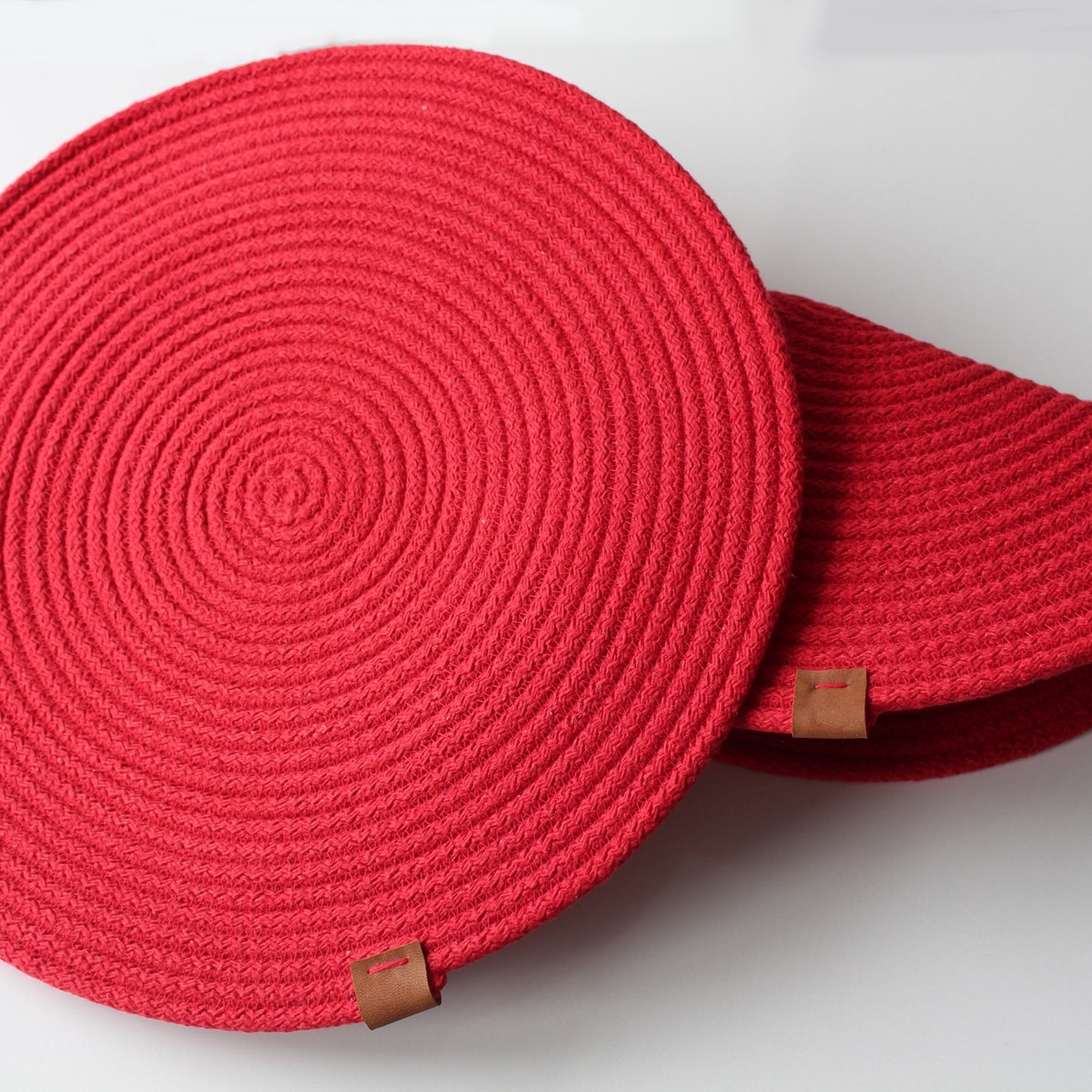 Round Cotton Rope Placemat in Orange