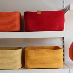 Square Cotton Rope Basket, Handmade Basket, Cotton Rope Organizer ...