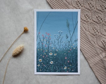 Original Gouache Gemälde "Feeling Summer" | Gemälde handgemalt | Bild | Aquarell Malerei | Blumen Wiese Blüten Frühling Sommer