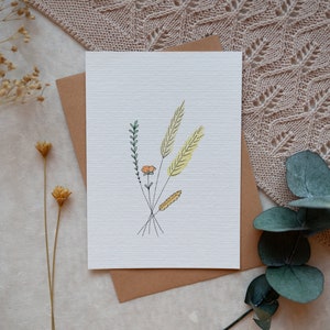 Tarjeta original pintada a mano A6 acuarela con flores tarjeta de felicitación tarjeta de regalo tarjeta de cumpleaños dibujo floral ilustración de diseño