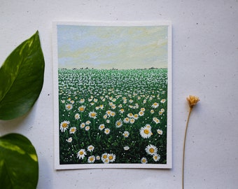 Original Gouache Gemälde "Daisies" | Gemälde handgemalt | Bild | Aquarell Malerei | Gänseblümchen Blumen Wiese Frühling Sommer