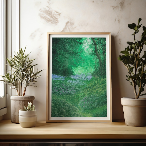 Art print FineArt "Follow me" DIN A4 A5 | Gouache painting | Painting watercolor | Flowers forest forest path green plants
