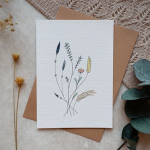 Original handgemalte Karte A6 Aquarell mit Blumen Grußkarte Geschenkkarte Geburtstagskarte Florale Zeichnung Design Illustration