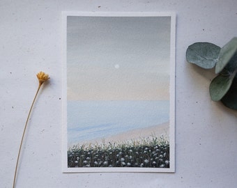 Original Gouache Painting "Soft Sunrise" Artwork Aquarell Handpainted Landscape