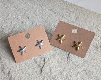 Starfish earrings in stainless steel - gold silver - stud earrings gold-colored silver-colored