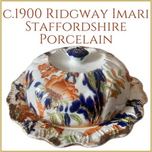 c.1900 Antique Ridgway Imari Scalloped Dish w/ Lid - Staffordshire Porcelain