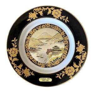 Vtg &quot;Art of Chokin&quot; 24 KT Gold Japanese Samurai Decorative Plate 6.5” FREE SHIP!