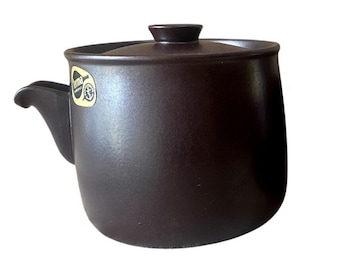 Gustavsberg Terma Brown Pot Modelo #4, Vintage 1950s Novarlit Cerámica Gres