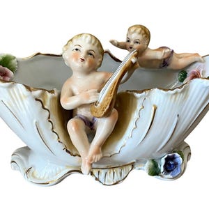 Vtg Capodimonte Porcelain Tub W/Cherubs & Flowers FREE SHIPPING