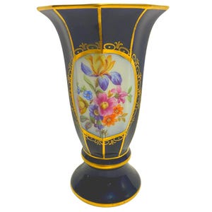 Vtg JLMenau Echt Kobalt German Vase – Cobalt Blue & Gold – Floral Porcelain