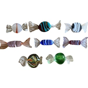 Vintage Murano Style Art Glass Candy Figurines Set of 8 Hand Blown Sweets