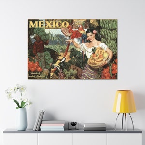Vintage Mexico Travel Poster - Canvas Gallery Wraps