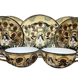The Many Faces of Satsuma Vtg 16-pc Japanese Nippon Moriage Tea Set Gold Gilt