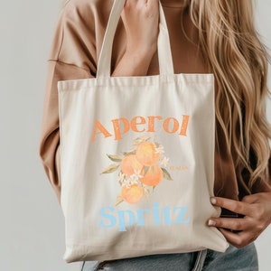 Aperol Spritz Tote Bag, Italian Cocktail Tote Bag, Bachelorette Tote, Amalfi Italy Tote
