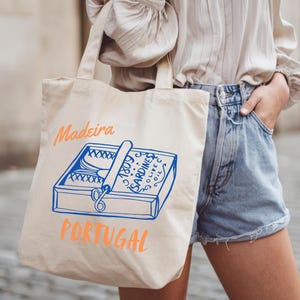 Madeira Portugal Canvas Tote Bag,Portugal Sardines, Portugal gift, Sardine tote