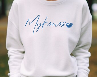 Greece Sweatshirt, Mykonos Sweatshirt, Mykonos Shirt, Greece Crewneck, Greece Souvenir, Greece Shirt,