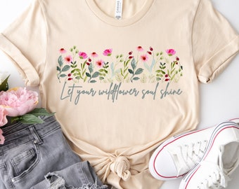 Wildflower Tshirt, Wild Flowers Shirt, Floral Shirt, Ladies Tshirt, Flower Shirt, Botanical Shirt, Garden Lover Gift
