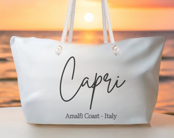 Sac de week-end Capri, Capri Italie, fourre-tout de voyage Capri, sac Capri, sac italien, cadeau Capri, sac de plage Italie, côte amalfitaine
