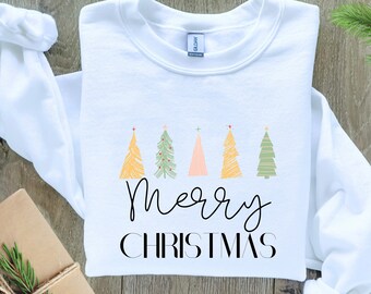 Merry Christmas Sweatshirt, Christmas Sweatshirt, Christmas Tree Shirt, Christmas Crewneck, Holiday Party Shirt, Christmas Tree Sweatshirt
