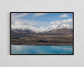 Lake Tekapo Scenic View, turquoise glacier Lake view, New Zealand Fine Art Print, Home decor, Travel Dreams, 24 x 36'' Photography