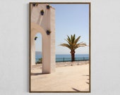 Nerja Costa del sol Print, Sunny Ocean View Palm Tree, Plaza Balcón de Europa Photo, Home Decor, Gift for Travel Lovers, 24 x 36'' Print