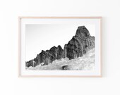 Clay Cliffs NZ natural wonder, Black and white Fine Art Photography, Minimalistic 24 x 36" Print  Gift for Alpine and Travel Lovers